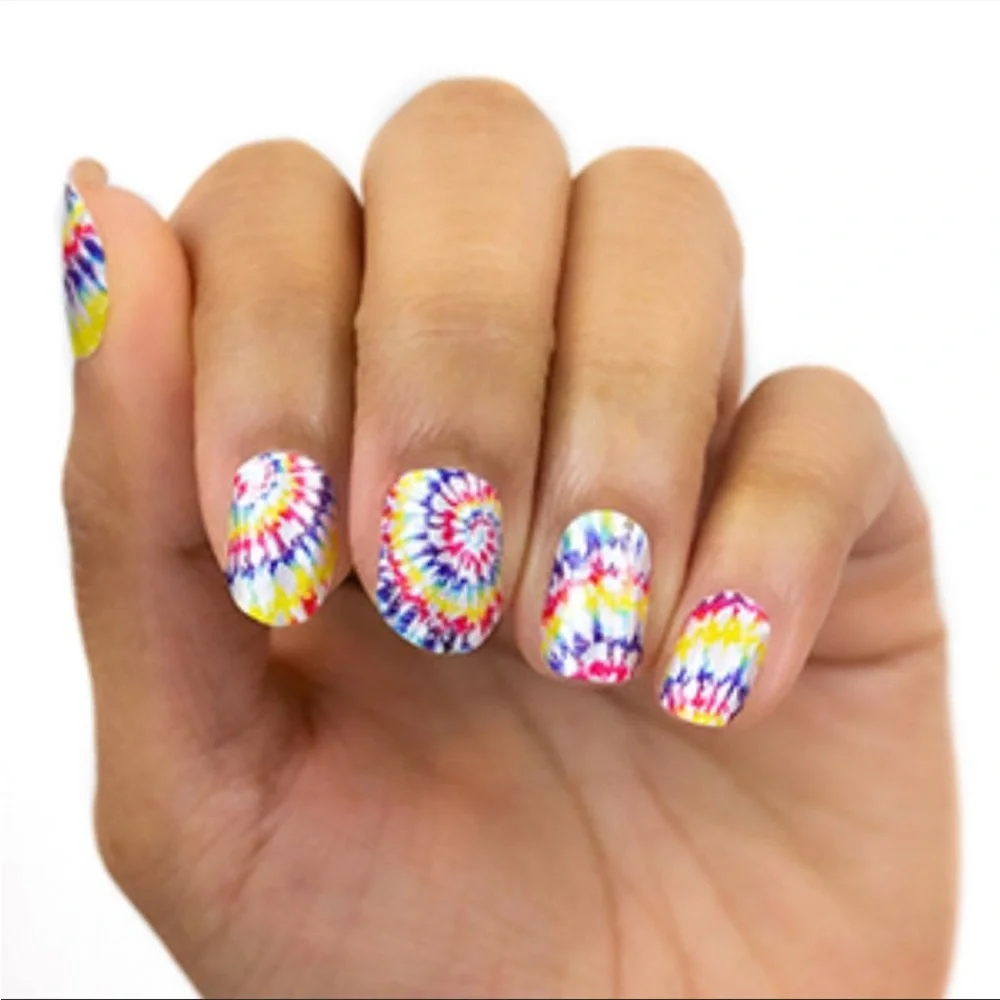 *Retired* Color Street: Wanna Peace of Me? | Tie-Dye Rainbow Summer White Yellow - Picture 6 of 9